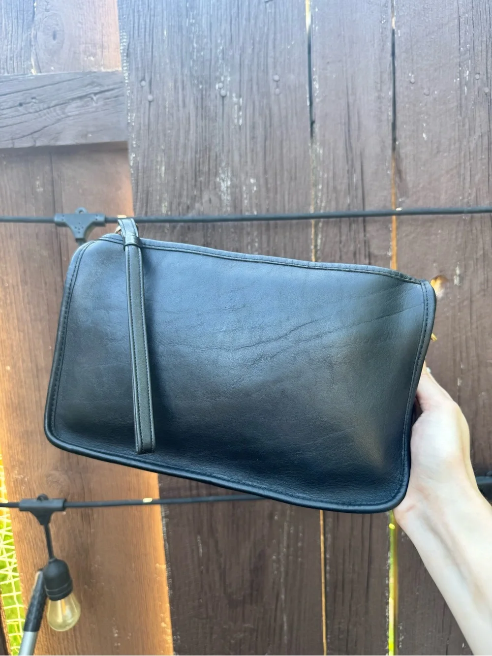 Coach Vintage Basic Bag Zippered Clutch NO Strap Black Leather #9455